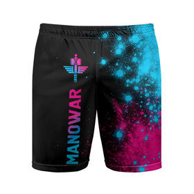 Мужские шорты спортивные с принтом Manowar   neon gradient: по вертикали в Тюмени,  |  | 
