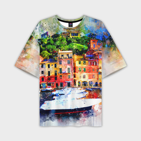 Мужская футболка OVERSIZE 3D с принтом Картина красочный город в Белгороде,  |  | Тематика изображения на принте: 