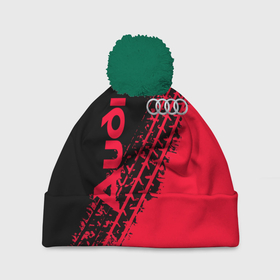 Шапка 3D c помпоном с принтом Audi в городе Новоалтайск, 100% полиэстер | универсальный размер, печать по всей поверхности изделия | 