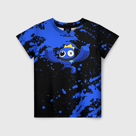 Детская футболка 3D с принтом Радужные друзья: Синий , 100% гипоаллергенный полиэфир | прямой крой, круглый вырез горловины, длина до линии бедер, чуть спущенное плечо, ткань немного тянется | 