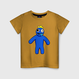 Детская футболка хлопок с принтом Синий из Роблокс , 100% хлопок | круглый вырез горловины, полуприлегающий силуэт, длина до линии бедер | 