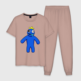 Мужская пижама хлопок с принтом Синий из Роблокс в Тюмени, 100% хлопок | брюки и футболка прямого кроя, без карманов, на брюках мягкая резинка на поясе и по низу штанин
 | 