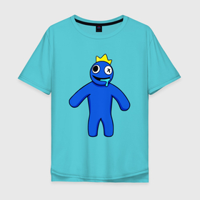 Мужская футболка хлопок Oversize с принтом Синий из Роблокс , 100% хлопок | свободный крой, круглый ворот, “спинка” длиннее передней части | 