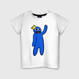 Детская футболка хлопок с принтом Роблокс   Синий в Петрозаводске, 100% хлопок | круглый вырез горловины, полуприлегающий силуэт, длина до линии бедер | 