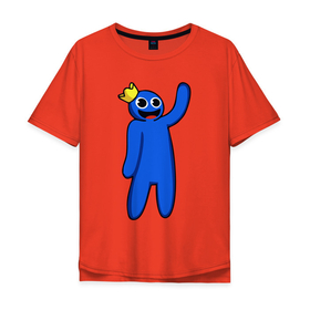 Мужская футболка хлопок Oversize с принтом Роблокс   Синий в Тюмени, 100% хлопок | свободный крой, круглый ворот, “спинка” длиннее передней части | 