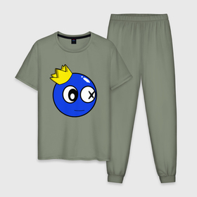 Мужская пижама хлопок с принтом Rainbow Friends Blue в Тюмени, 100% хлопок | брюки и футболка прямого кроя, без карманов, на брюках мягкая резинка на поясе и по низу штанин
 | 