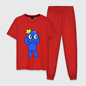 Мужская пижама хлопок с принтом Rainbow Friends в Санкт-Петербурге, 100% хлопок | брюки и футболка прямого кроя, без карманов, на брюках мягкая резинка на поясе и по низу штанин
 | Тематика изображения на принте: 