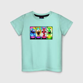 Детская футболка хлопок с принтом Радужные друзья персонажи , 100% хлопок | круглый вырез горловины, полуприлегающий силуэт, длина до линии бедер | 