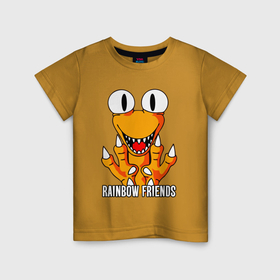 Детская футболка хлопок с принтом Радужные друзья   Оранжевый в Кировске, 100% хлопок | круглый вырез горловины, полуприлегающий силуэт, длина до линии бедер | 