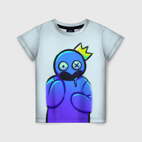 Детская футболка 3D с принтом Blue Rainbow Friends в Екатеринбурге, 100% гипоаллергенный полиэфир | прямой крой, круглый вырез горловины, длина до линии бедер, чуть спущенное плечо, ткань немного тянется | 