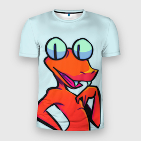 Мужская футболка 3D Slim с принтом Оранжевый   Радужные друзья в Екатеринбурге, 100% полиэстер с улучшенными характеристиками | приталенный силуэт, круглая горловина, широкие плечи, сужается к линии бедра | 