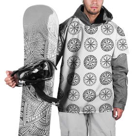Накидка на куртку 3D с принтом Vegvisir and Aegishjalmur Helm of Awe White в Санкт-Петербурге, 100% полиэстер |  | 