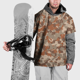 Накидка на куртку 3D с принтом Цифровой камуфляж   серо коричневый в Курске, 100% полиэстер |  | Тематика изображения на принте: 