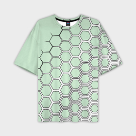Мужская футболка OVERSIZE 3D с принтом Соты в геометрии в Белгороде,  |  | 