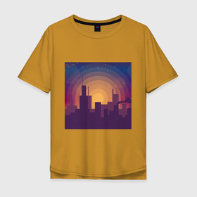 Мужская футболка хлопок Oversize с принтом Городской пейзаж , 100% хлопок | свободный крой, круглый ворот, “спинка” длиннее передней части | 