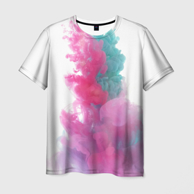 Мужская футболка 3D с принтом Яркий красочный дым в Курске, 100% полиэфир | прямой крой, круглый вырез горловины, длина до линии бедер | 