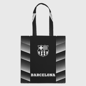 Шоппер 3D с принтом Barcelona sport на темном фоне: символ, надпись в Екатеринбурге, 100% полиэстер | Плотность: 200 г/м2; Размер: 34×35 см; Высота лямок: 30 см | 