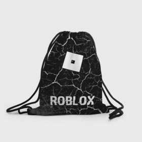 Рюкзак-мешок 3D с принтом Roblox glitch на темном фоне: символ, надпись в Курске, 100% полиэстер | плотность ткани — 200 г/м2, размер — 35 х 45 см; лямки — толстые шнурки, застежка на шнуровке, без карманов и подкладки | 