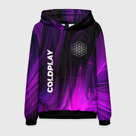 Мужская толстовка 3D с принтом Coldplay violet plasma в Екатеринбурге, 100% полиэстер | двухслойный капюшон со шнурком для регулировки, мягкие манжеты на рукавах и по низу толстовки, спереди карман-кенгуру с мягким внутренним слоем. | 