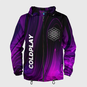 Мужская ветровка 3D с принтом Coldplay violet plasma , 100% полиэстер | подол и капюшон оформлены резинкой с фиксаторами, два кармана без застежек по бокам, один потайной карман на груди | 