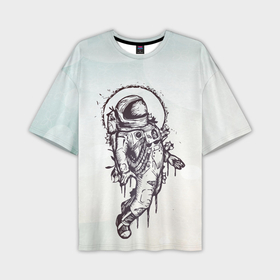 Мужская футболка OVERSIZE 3D с принтом Космонавт в скафандре в Новосибирске,  |  | 