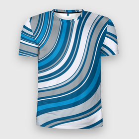 Мужская футболка 3D Slim с принтом Волнистые полосы   текстура в Екатеринбурге, 100% полиэстер с улучшенными характеристиками | приталенный силуэт, круглая горловина, широкие плечи, сужается к линии бедра | 