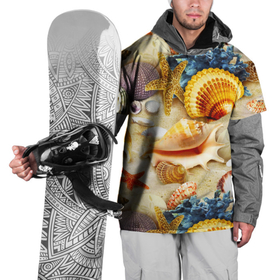 Накидка на куртку 3D с принтом Морские звёзды, кораллы и раковины в Санкт-Петербурге, 100% полиэстер |  | 