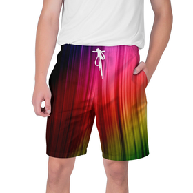 Мужские шорты 3D с принтом Цветной спектр в Кировске,  полиэстер 100% | прямой крой, два кармана без застежек по бокам. Мягкая трикотажная резинка на поясе, внутри которой широкие завязки. Длина чуть выше колен | 