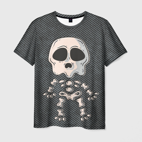 Мужская футболка 3D с принтом Скелетон в Санкт-Петербурге, 100% полиэфир | прямой крой, круглый вырез горловины, длина до линии бедер | 