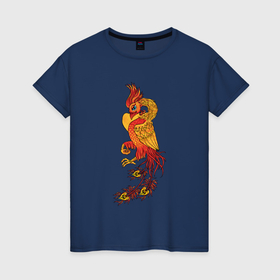Женская футболка хлопок с принтом Огненный Феникс Символ Возрождения в Петрозаводске, 100% хлопок | прямой крой, круглый вырез горловины, длина до линии бедер, слегка спущенное плечо | 