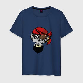 Мужская футболка хлопок с принтом Череп пирата в Курске, 100% хлопок | прямой крой, круглый вырез горловины, длина до линии бедер, слегка спущенное плечо. | Тематика изображения на принте: 