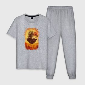 Мужская пижама хлопок с принтом Лисий Остров в Небесах , 100% хлопок | брюки и футболка прямого кроя, без карманов, на брюках мягкая резинка на поясе и по низу штанин
 | Тематика изображения на принте: 