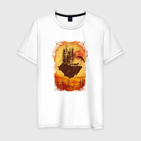 Мужская футболка хлопок с принтом Лисий Остров в Небесах в Белгороде, 100% хлопок | прямой крой, круглый вырез горловины, длина до линии бедер, слегка спущенное плечо. | 