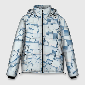 Мужская зимняя куртка 3D с принтом Множество белых кубов в абстракции в Екатеринбурге, верх — 100% полиэстер; подкладка — 100% полиэстер; утеплитель — 100% полиэстер | длина ниже бедра, свободный силуэт Оверсайз. Есть воротник-стойка, отстегивающийся капюшон и ветрозащитная планка. 

Боковые карманы с листочкой на кнопках и внутренний карман на молнии. | 