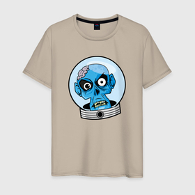 Мужская футболка хлопок с принтом Череп инопланетянина в Петрозаводске, 100% хлопок | прямой крой, круглый вырез горловины, длина до линии бедер, слегка спущенное плечо. | 