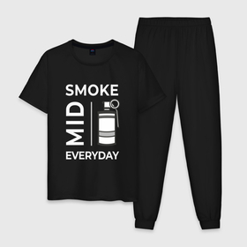 Мужская пижама хлопок с принтом Smoke Mid Everyday в Тюмени, 100% хлопок | брюки и футболка прямого кроя, без карманов, на брюках мягкая резинка на поясе и по низу штанин
 | 