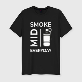 Мужская футболка хлопок Slim с принтом Smoke Mid Everyday в Тюмени, 92% хлопок, 8% лайкра | приталенный силуэт, круглый вырез ворота, длина до линии бедра, короткий рукав | Тематика изображения на принте: 