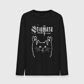 Мужской лонгслив хлопок с принтом Stigmata рок кот в Курске, 100% хлопок |  | Тематика изображения на принте: 