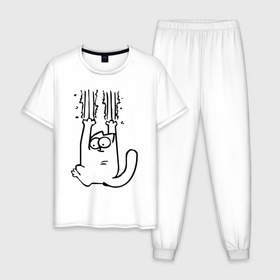 Мужская пижама хлопок с принтом Кот Саймона в Белгороде, 100% хлопок | брюки и футболка прямого кроя, без карманов, на брюках мягкая резинка на поясе и по низу штанин
 | 