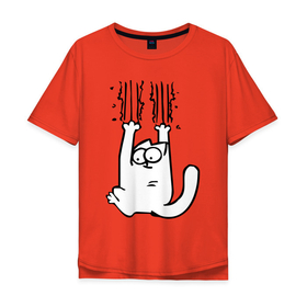 Мужская футболка хлопок Oversize с принтом Кот Саймона в Белгороде, 100% хлопок | свободный крой, круглый ворот, “спинка” длиннее передней части | Тематика изображения на принте: 
