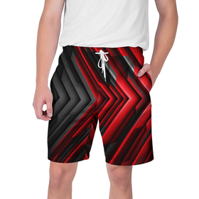 Мужские шорты 3D с принтом Чёрно красный паркет (графика) в Санкт-Петербурге,  полиэстер 100% | прямой крой, два кармана без застежек по бокам. Мягкая трикотажная резинка на поясе, внутри которой широкие завязки. Длина чуть выше колен | 