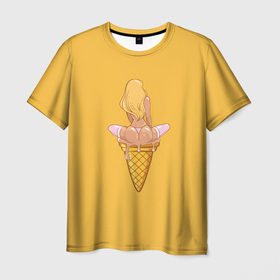 Мужская футболка 3D с принтом Она тает как мороженое в Тюмени, 100% полиэфир | прямой крой, круглый вырез горловины, длина до линии бедер | 