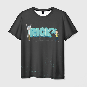 Мужская футболка 3D с принтом Rick x balloons , 100% полиэфир | прямой крой, круглый вырез горловины, длина до линии бедер | 