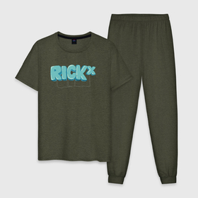 Мужская пижама хлопок с принтом Balloons Rick x в Кировске, 100% хлопок | брюки и футболка прямого кроя, без карманов, на брюках мягкая резинка на поясе и по низу штанин
 | 