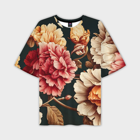 Мужская футболка OVERSIZE 3D с принтом Цветы в стиле рококо в Курске,  |  | 
