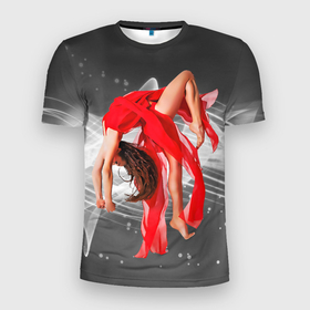 Мужская футболка 3D Slim с принтом Танец контемпорари в Екатеринбурге, 100% полиэстер с улучшенными характеристиками | приталенный силуэт, круглая горловина, широкие плечи, сужается к линии бедра | 