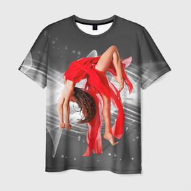 Мужская футболка 3D с принтом Танец контемпорари в Екатеринбурге, 100% полиэфир | прямой крой, круглый вырез горловины, длина до линии бедер | Тематика изображения на принте: 