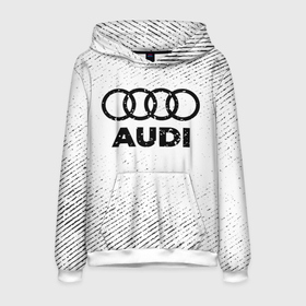 Мужская толстовка 3D с принтом Audi с потертостями на светлом фоне в городе Новоалтайск, 100% полиэстер | двухслойный капюшон со шнурком для регулировки, мягкие манжеты на рукавах и по низу толстовки, спереди карман-кенгуру с мягким внутренним слоем. | 