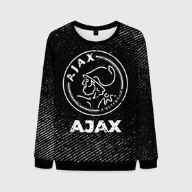 Мужской свитшот 3D с принтом Ajax с потертостями на темном фоне в городе Новоалтайск, 100% полиэстер с мягким внутренним слоем | круглый вырез горловины, мягкая резинка на манжетах и поясе, свободная посадка по фигуре | 