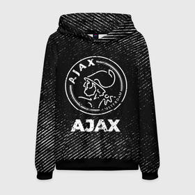 Мужская толстовка 3D с принтом Ajax с потертостями на темном фоне в городе Новоалтайск, 100% полиэстер | двухслойный капюшон со шнурком для регулировки, мягкие манжеты на рукавах и по низу толстовки, спереди карман-кенгуру с мягким внутренним слоем. | 